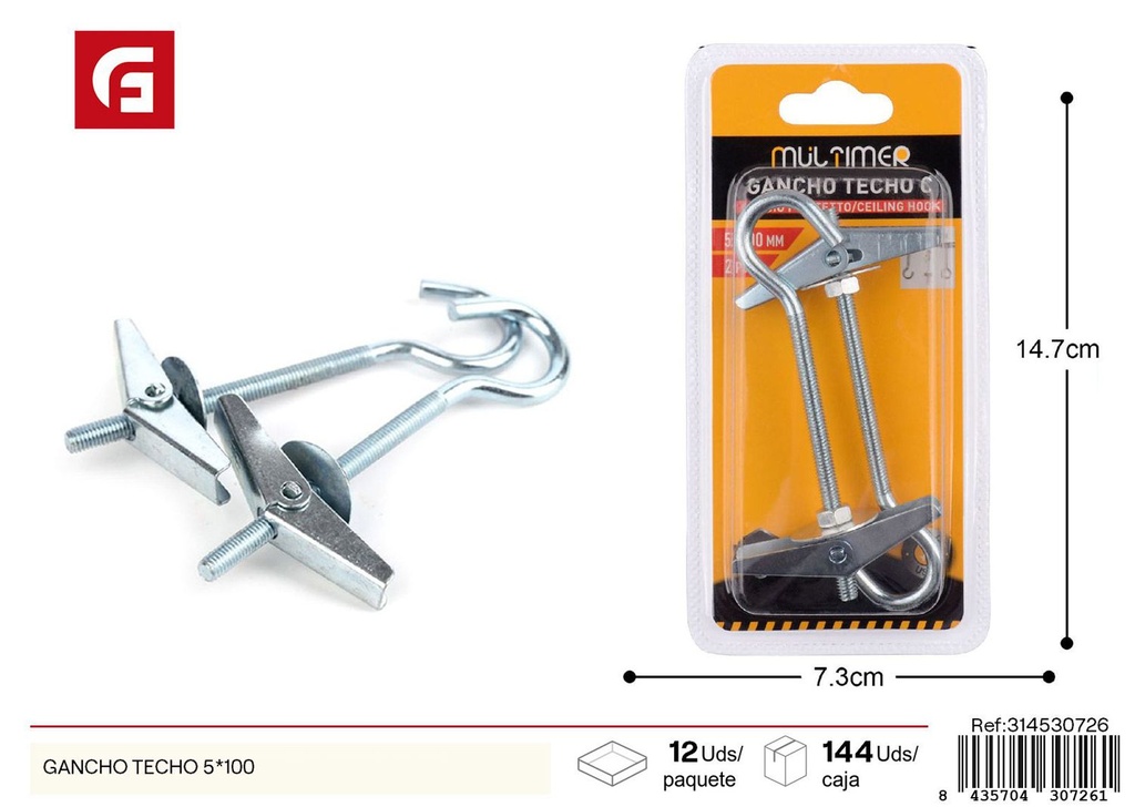 Gancho para techo 5 piezas 5*100 - Herrajes y accesorios de ferretería
