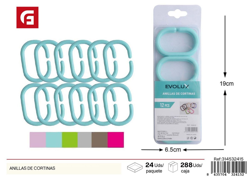 Anillas de cortinas - Accesorios de cortinas y baño