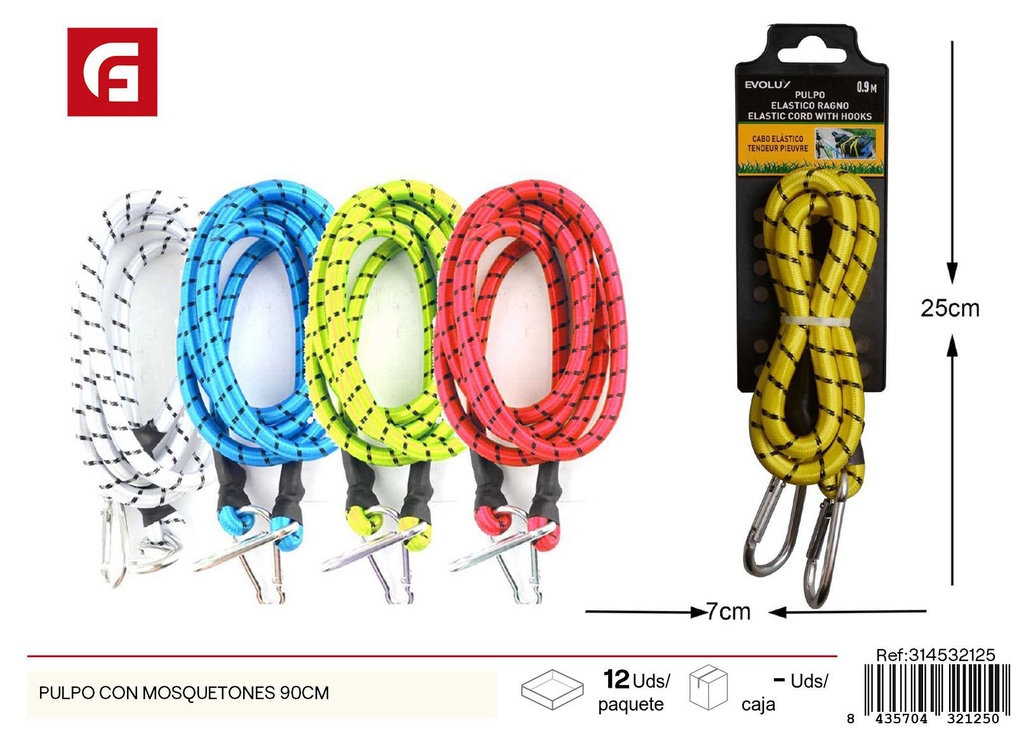 Pulpo con mosquetones 90 cm - Accesorios para automóvil