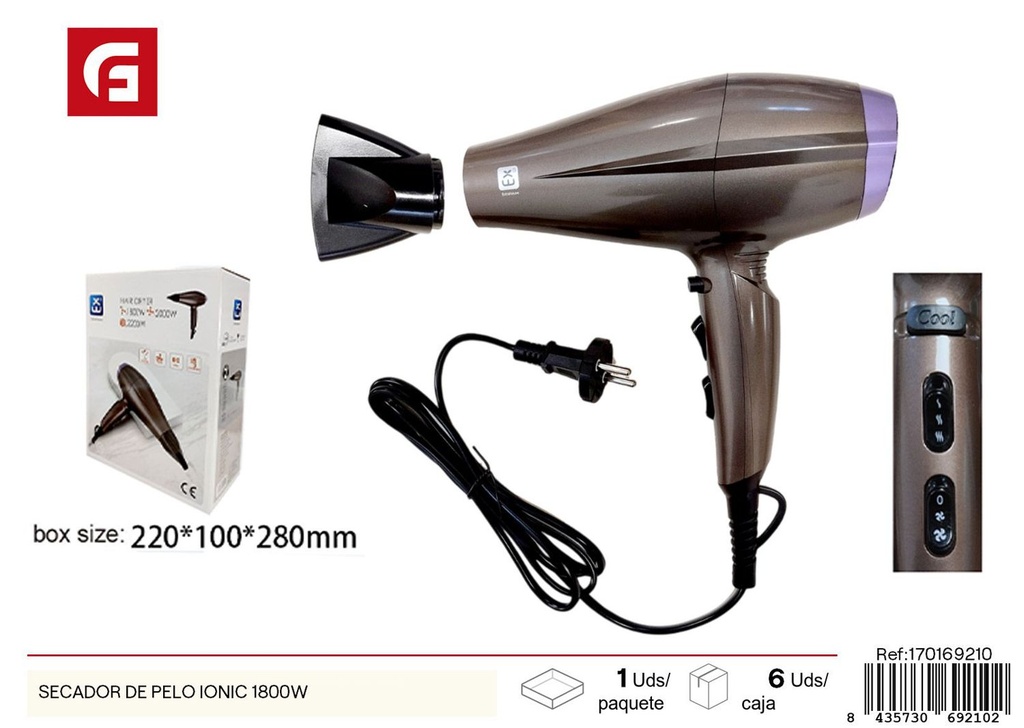 Secador de pelo IONIC 1800W - Secadores y herramientas de cabello