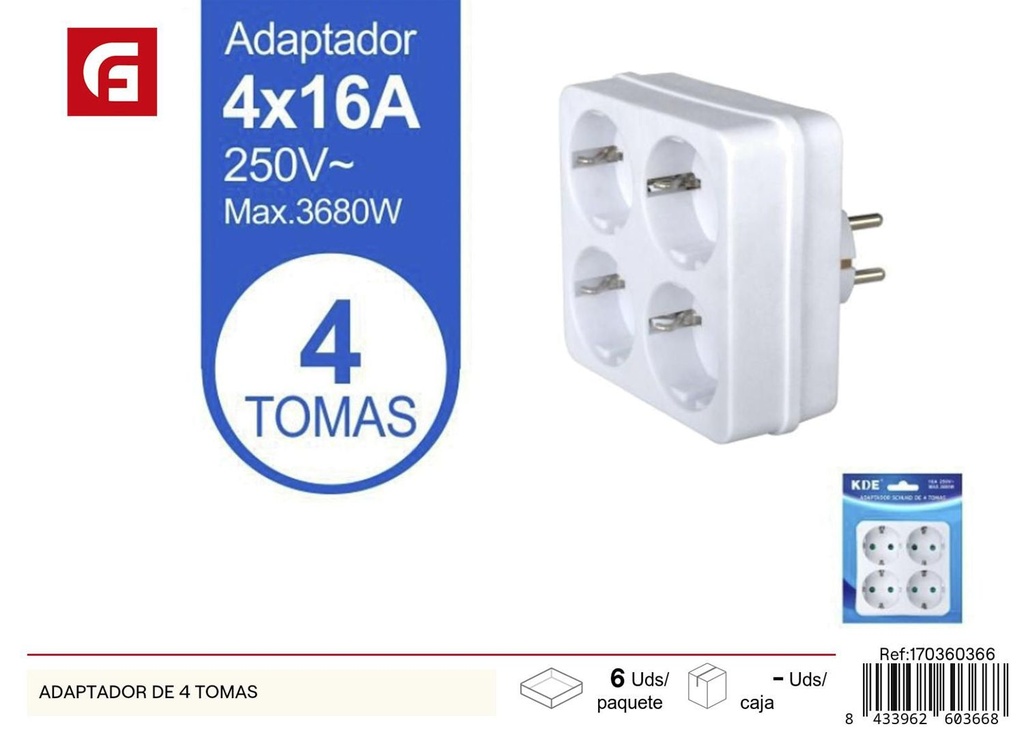 Adaptador de 4 tomas - Adaptadores de enchufe