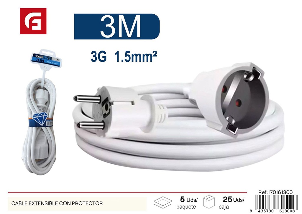 Cable extensible con protector - Alargadores de enchufe