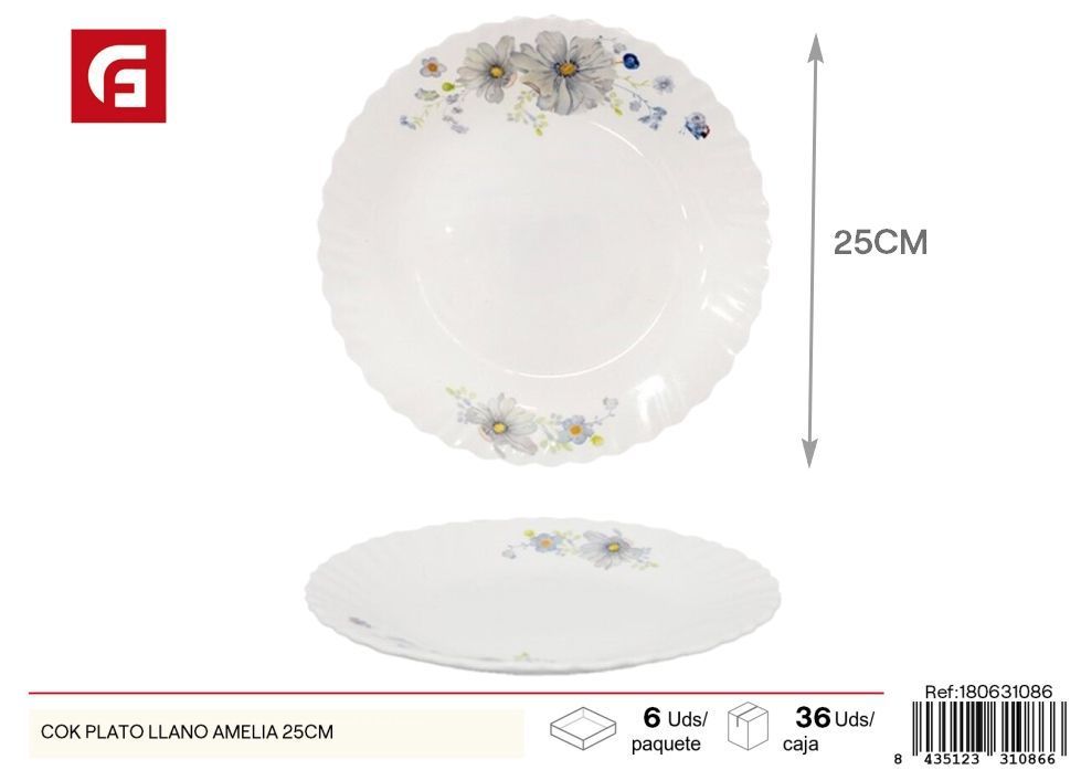 Plato llano Amelia de 25 cm - Vajilla y platos decorativos