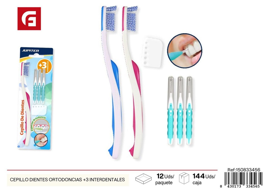 Cepillo dientes ortodoncias +3 interdentales - Cuidado dental