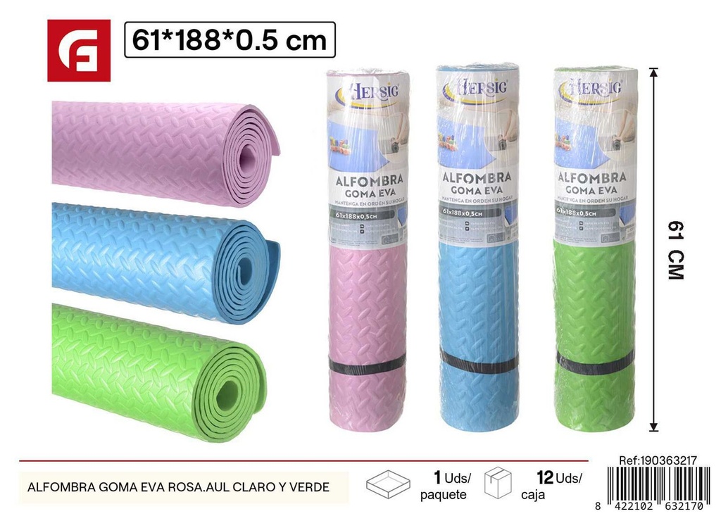Alfombra goma EVA rosa claro y verde - Accesorios para fitness