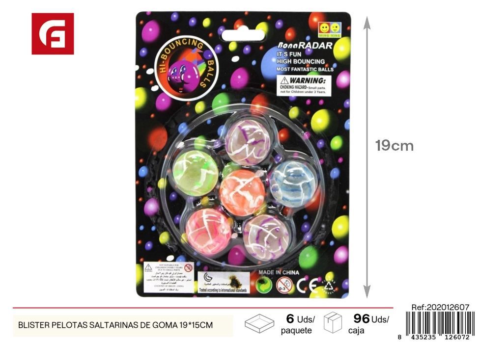 Blister de pelotas saltarinas de goma 19*15 cm - Juguetes y juegos
