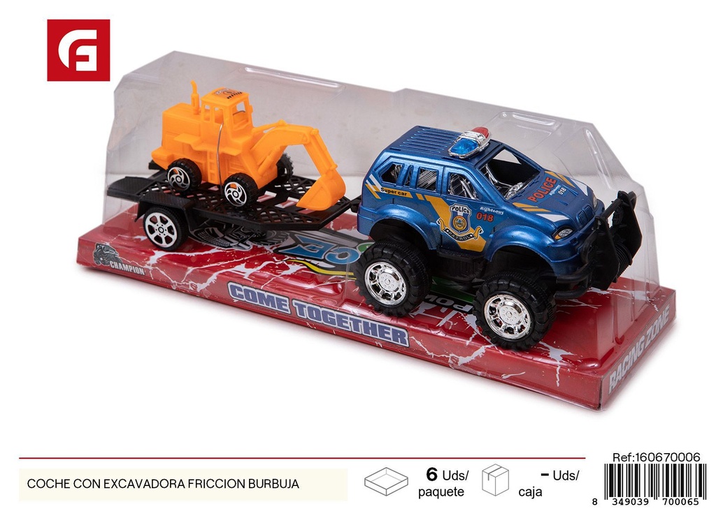 Coche con excavadora a fricción (burbuja) - Juguetes de vehículos y construcción