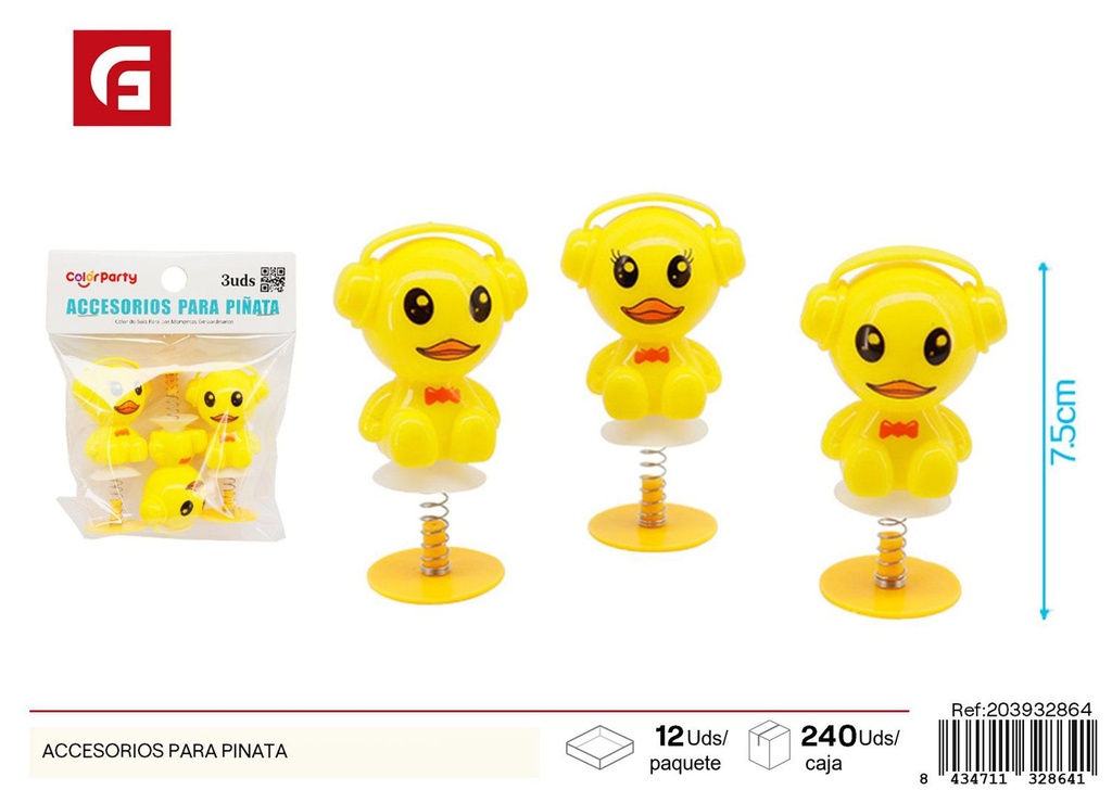Accesorios para piñata - Pack de 3 patitos de juguete - Decoración y fiestas