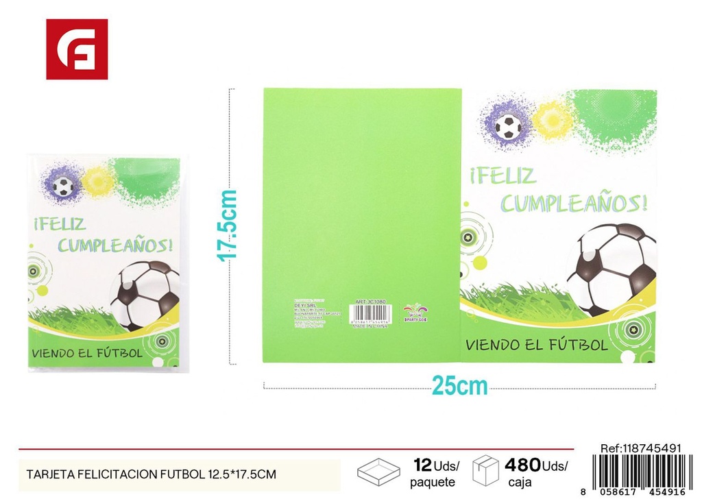 Tarjeta de felicitación de fútbol 12.5*17.5 cm - Tarjetas de invitación y celebración