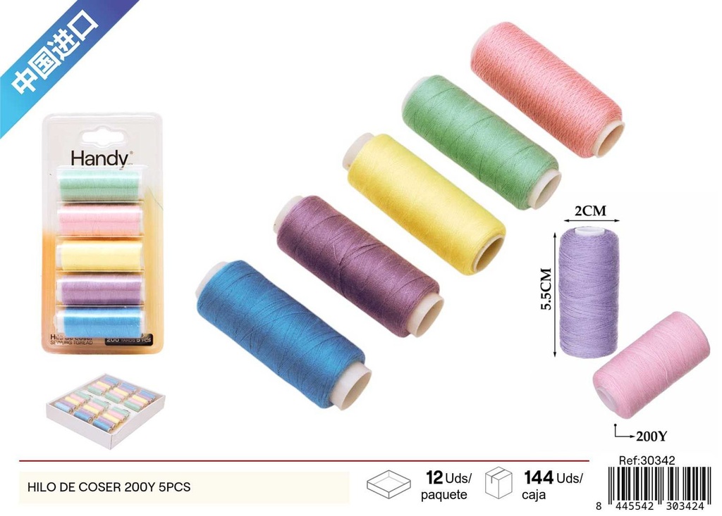 Hilo de coser 200 y 5 piezas - Materiales de costura y manualidades