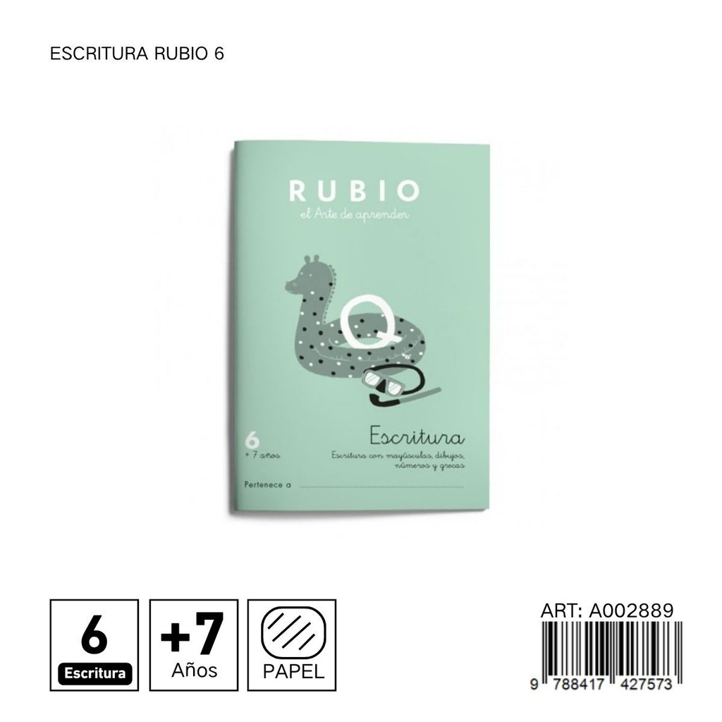 Escritura Rubio 6 - Cuaderno de práctica para escritura