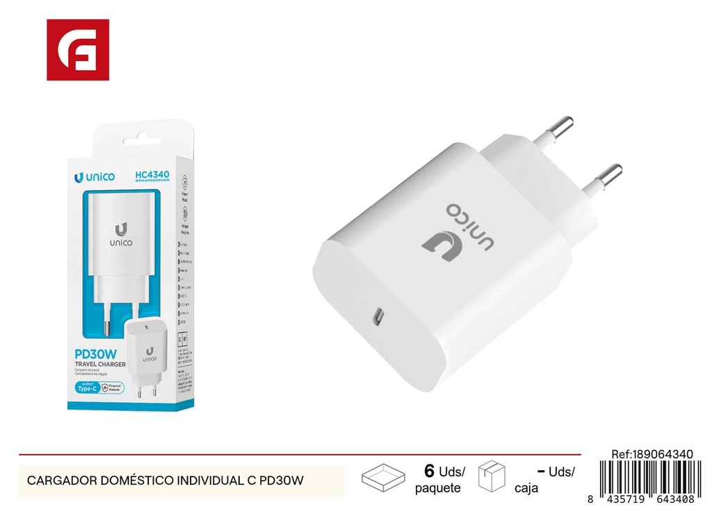Cargador doméstico individual C PD30W - Cargadores de teléfono