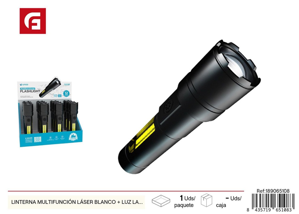 Lintera multifunción láser blanco + luz lateral versión metálica - Accesorios de trabajo