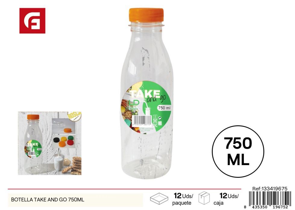 Botella Take and Go 750 ml - Envase de plástico para líquidos