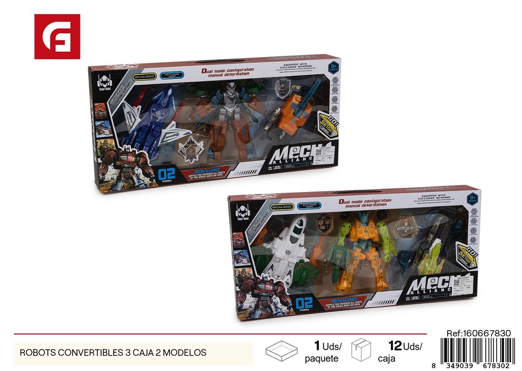 Robots convertibles 3 cajas 2 modelos - Juguetes transformables