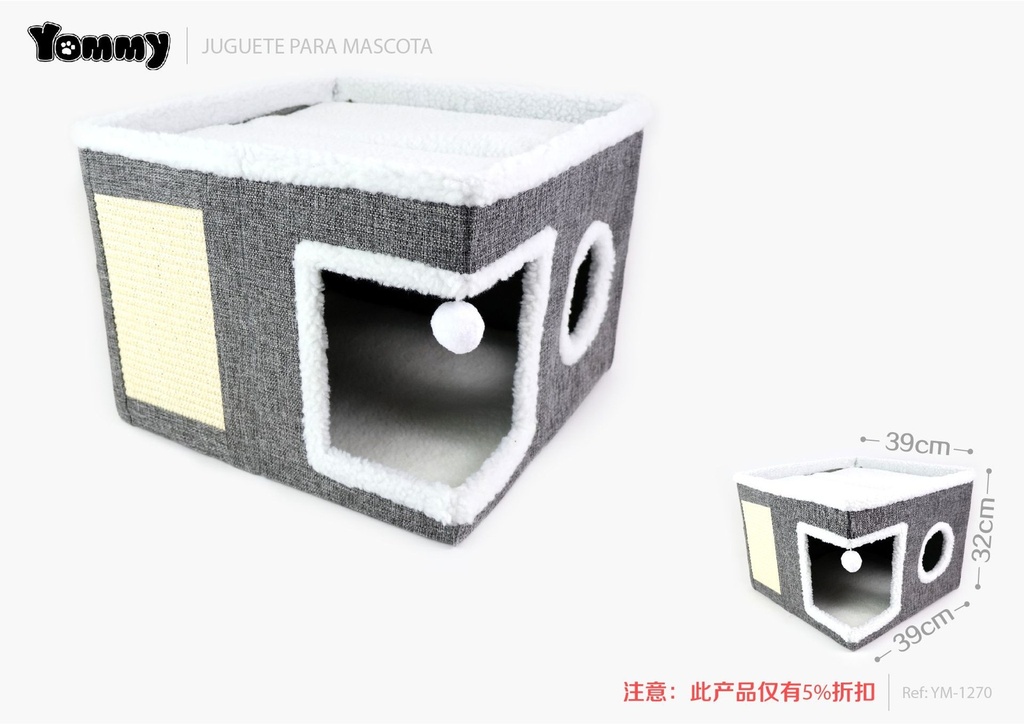 Cama plegable para gatos con rascador 39x39x32 cm - Comodidad y juego
