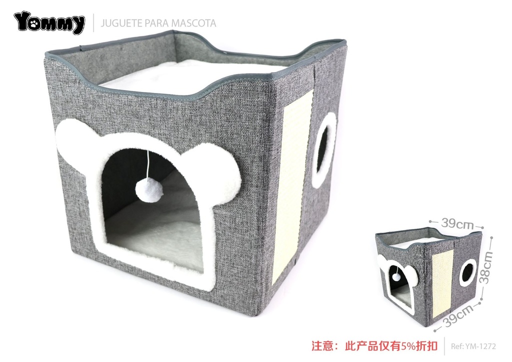 Cama plegable para gatos semicerrada orejas 39x39x38 cm - Comodidad para gatos
