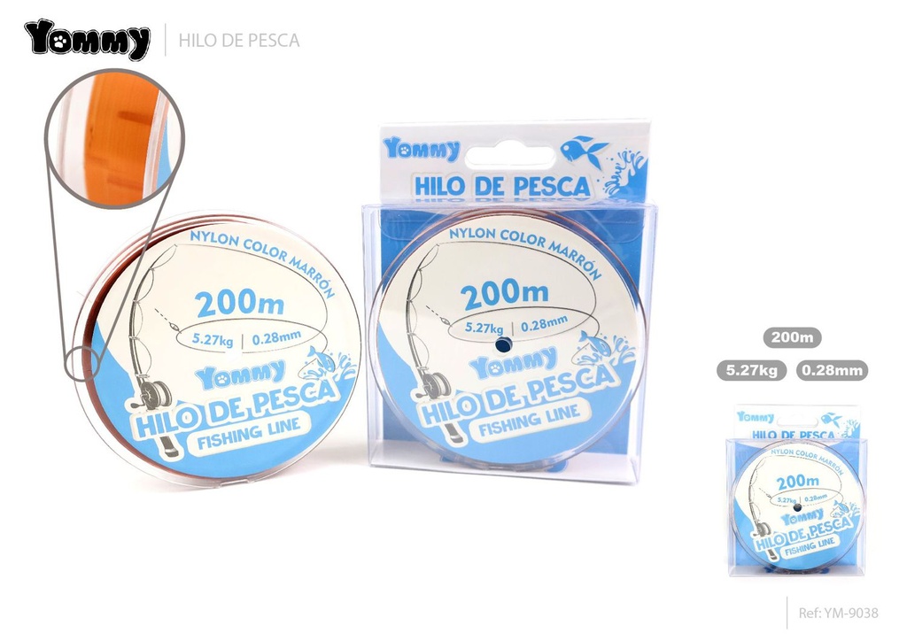Hilo de pesca nylon marrón 0.28mm x 200m - Accesorios de pesca
