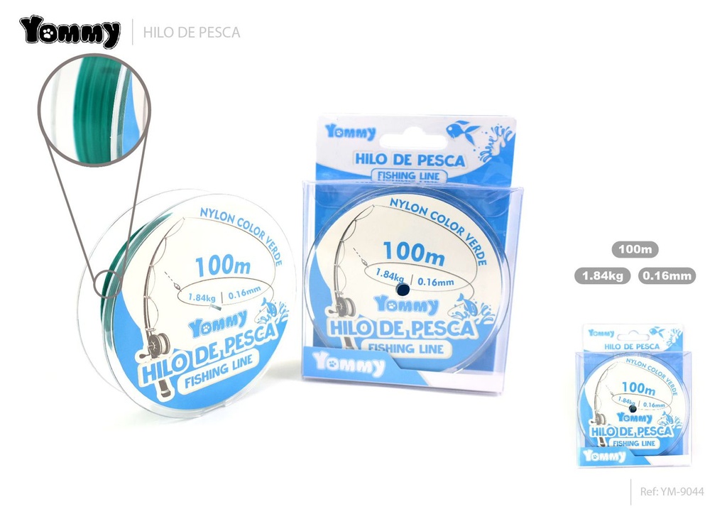 Hilo de pesca nylon verde 0.16mm x 100m - Accesorios de pesca