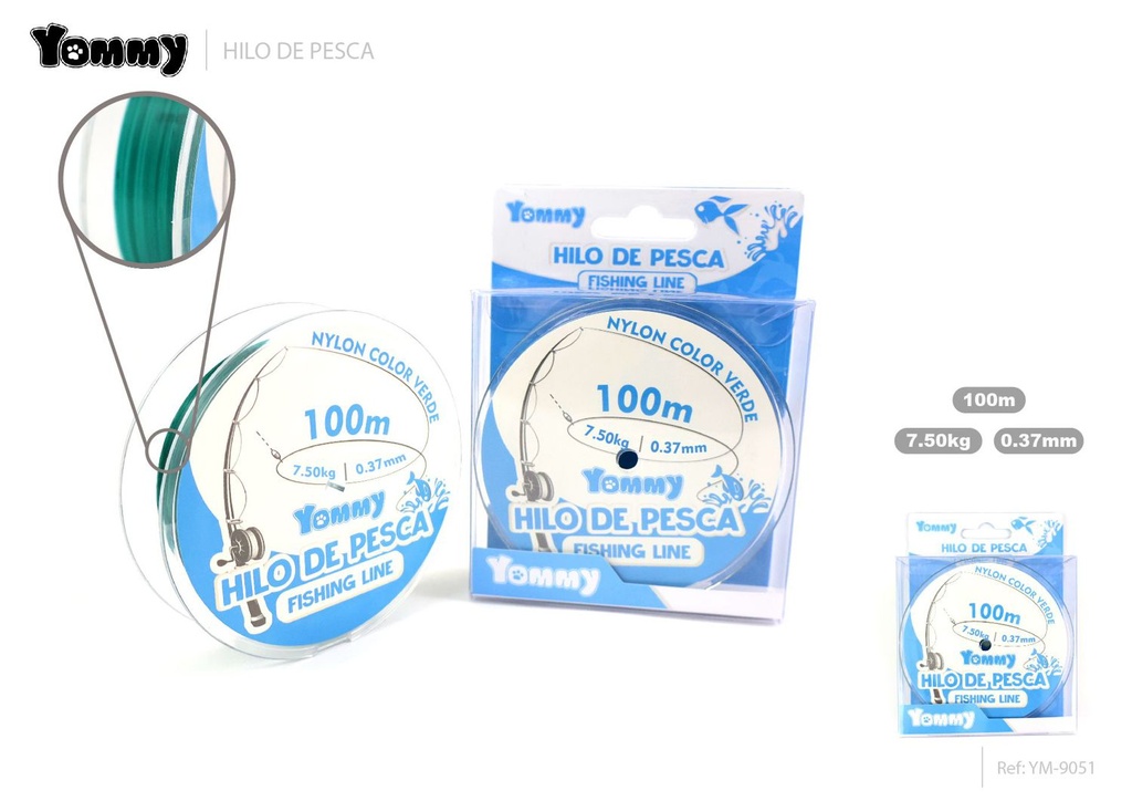Hilo de pesca nylon verde 0.37mm x 100m - Accesorios de pesca