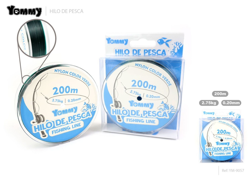 Hilo de pesca nylon verde 0.20mm x 200m - Accesorios de pesca