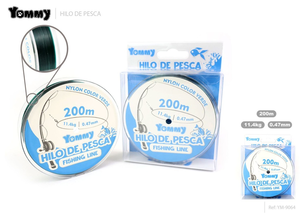 Hilo de pesca nylon verde 0.47mm x 200m - Accesorios de pesca