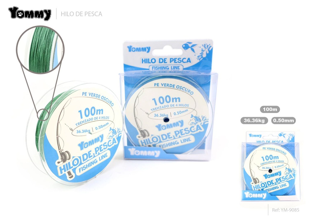 Hilo de Pesca Trenzado de 4 Hebras PE Verde Oscuro 0.5MM*100M - Accesorios para pesca