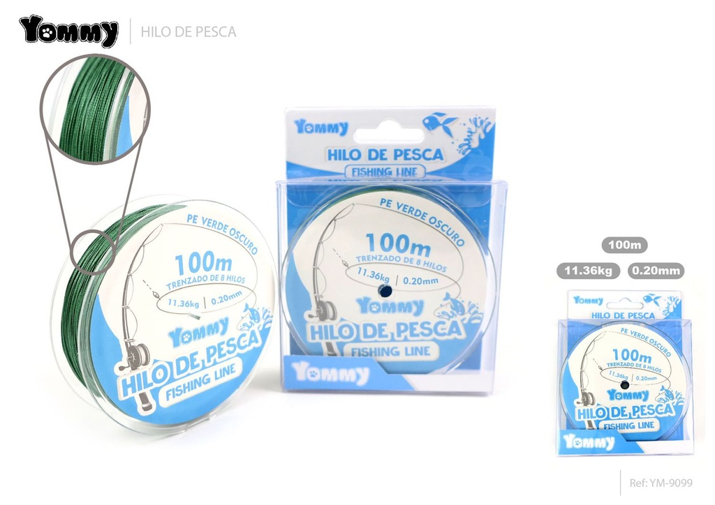 Hilo de Pesca Trenzado de 8 Hebras PE Verde Oscuro 0.23MM*100M - Accesorios para pesca