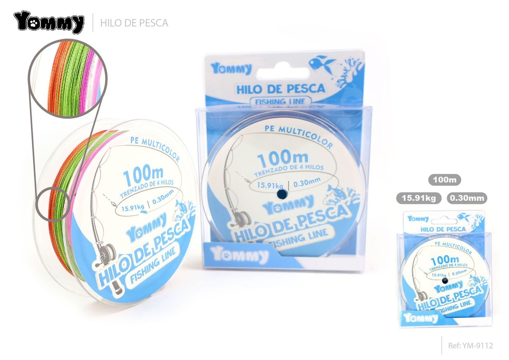 Hilo de Pesca Trenzado de 4 Hebras de colores 0.30MM*100M - Accesorios para pesca
