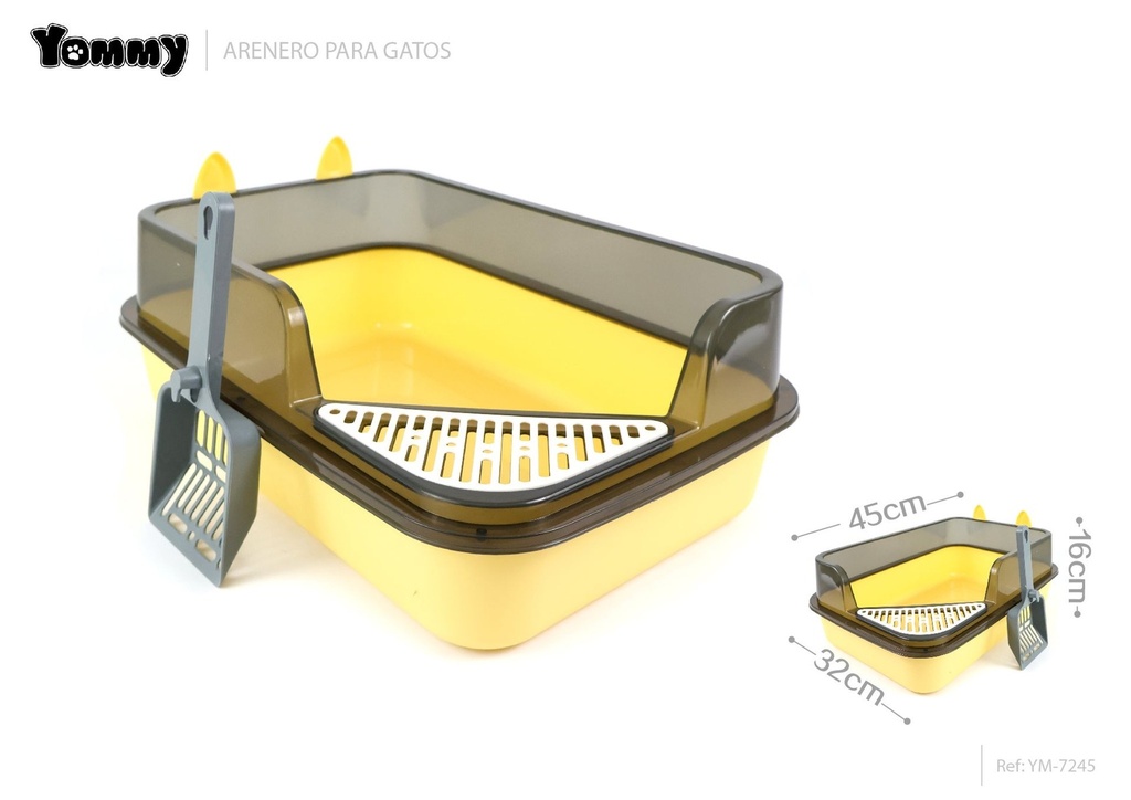 Caja de arena para gato pequeña (Amarillo) 45X32X16CM - Accesorios para gatos