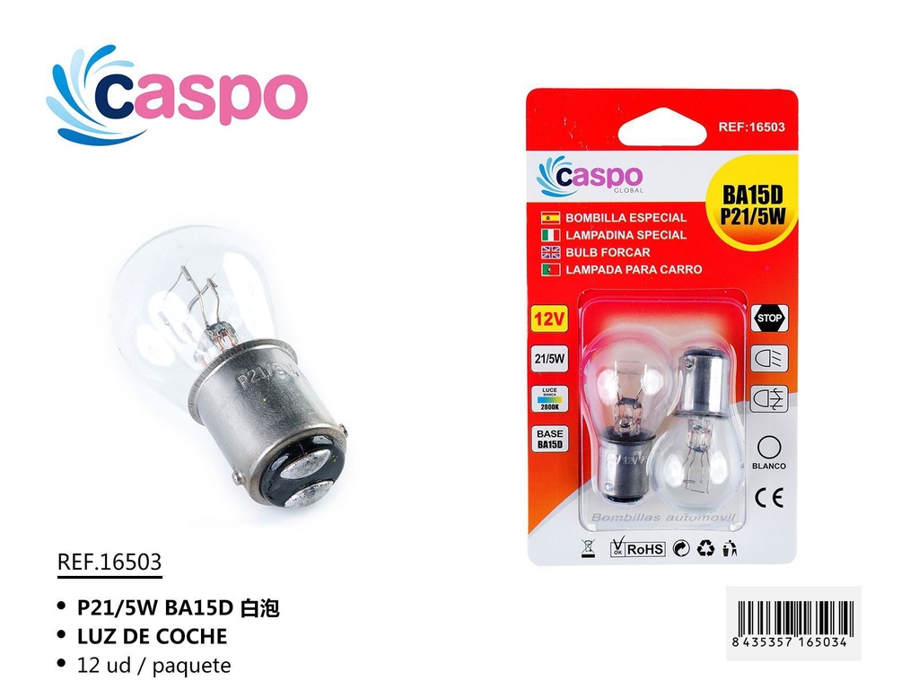 Luz de coche P21/5W BA15D - Bombillas para automóviles