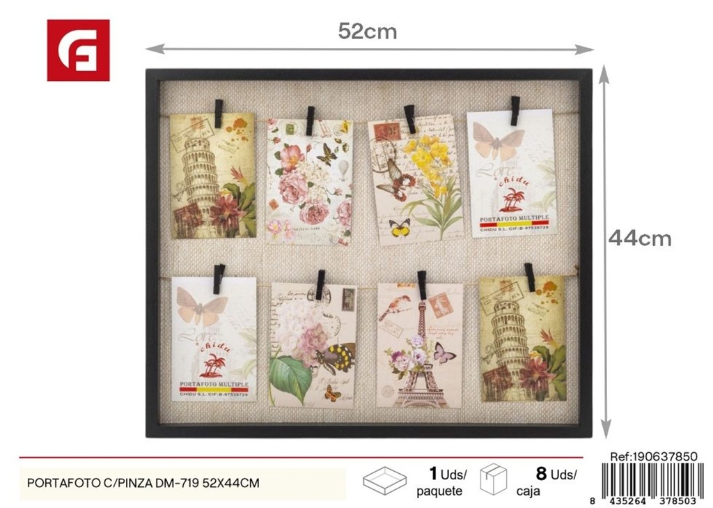 Portafoto con pinza DM-719 52x44 cm - Marcos de fotos decorativos