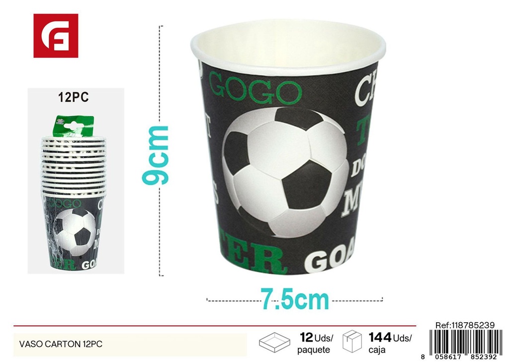 Vaso de cartón 12 unidades - Utensilios desechables