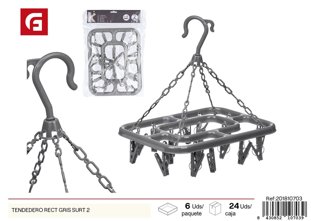 Tendedero rectangular gris surtido 2 unidades - Accesorios de limpieza para colgar ropa