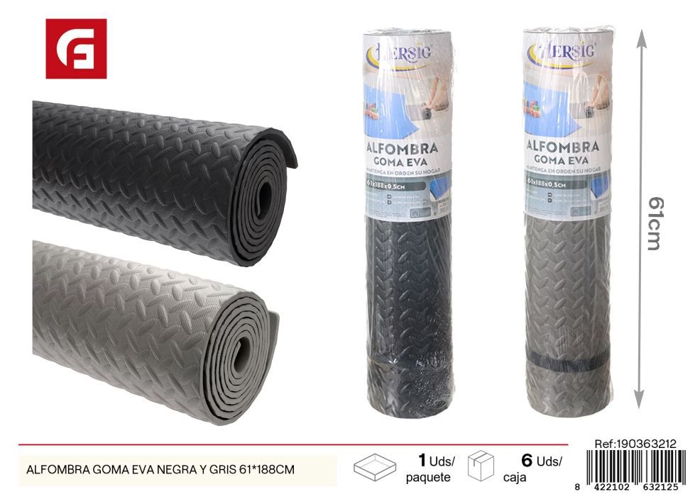 Alfombra de goma EVA negra y gris 61*188cm - Accesorios de entrenamiento