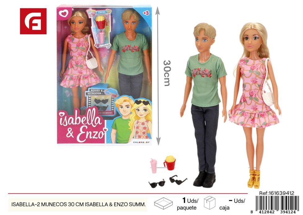 Set de 2 muñecos de verano Isabella y Enzo 30cm - Juguetes y muñecas