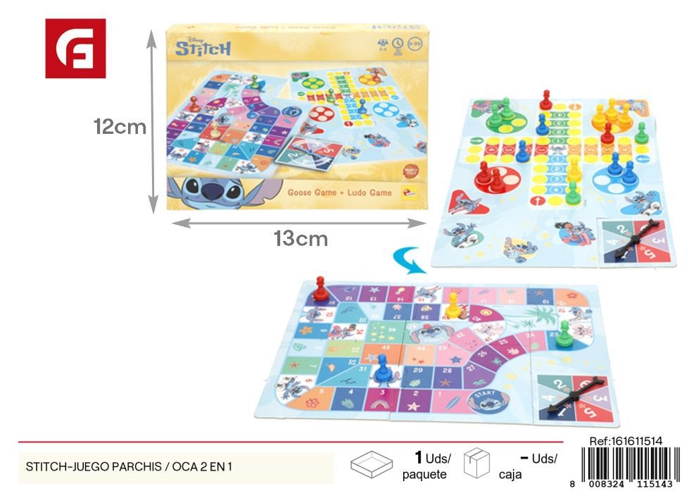 Juego de parchís y oca 2 en 1 STITCH - Juguetes y juegos de mesa