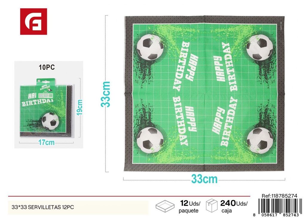 Set de 12 servilletas 33*33cm - Accesorios de fiesta