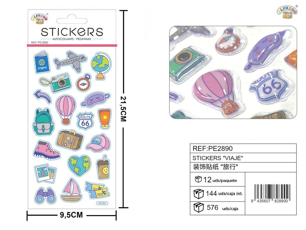 Stickers decorativos de "Viaje" 9,5x21,5 cm - Adhesivos temáticos
