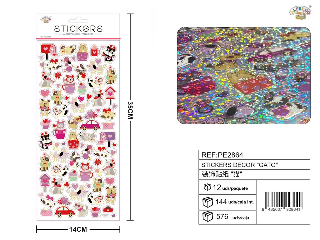 Stickers decorativos de "Gato" 14x35 cm - Adhesivos para decoración