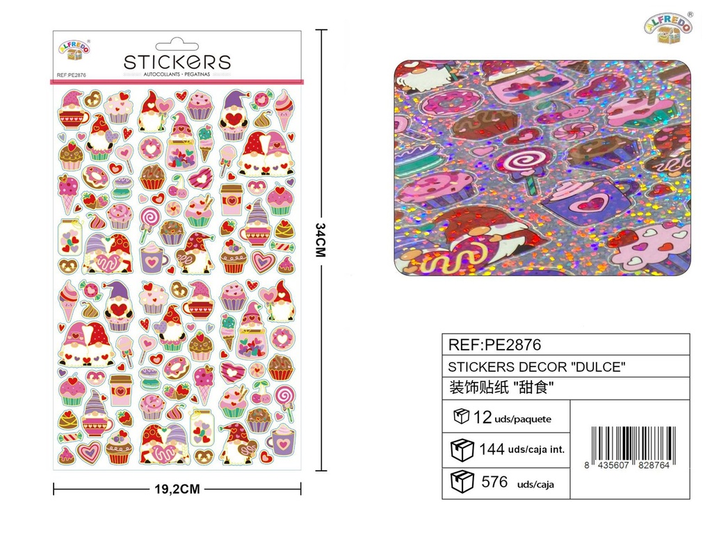 Stickers decorativos de "Dulce" 19,5x34 cm - Adhesivos festivos