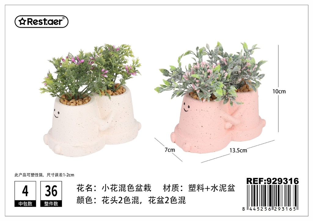 Planta artificial de maceta de Flores pequeños multicolores 10 cm - Jardinería estética y estilo natural
