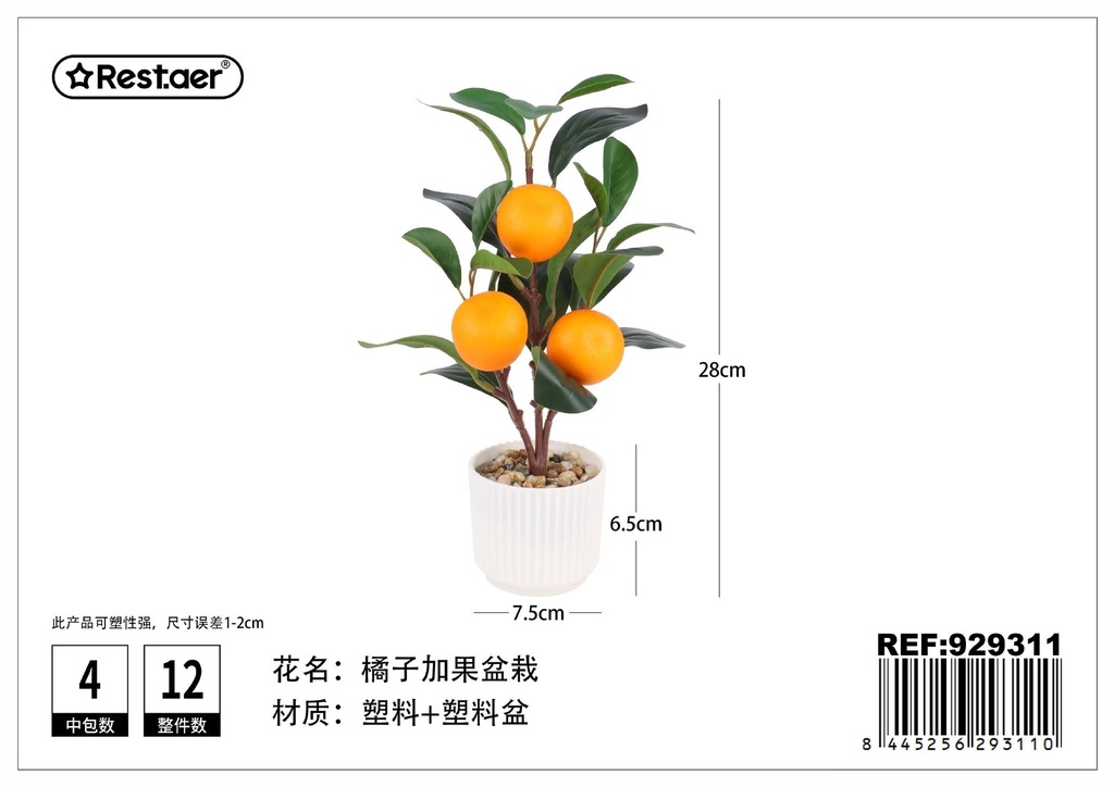 Planta artificial de maceta de Naranja 28 cm - Jardinería decorativa y elementos verdes