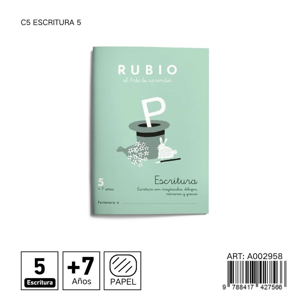 Cuadernillo de escritura C5 - Material educativo RUBIO
