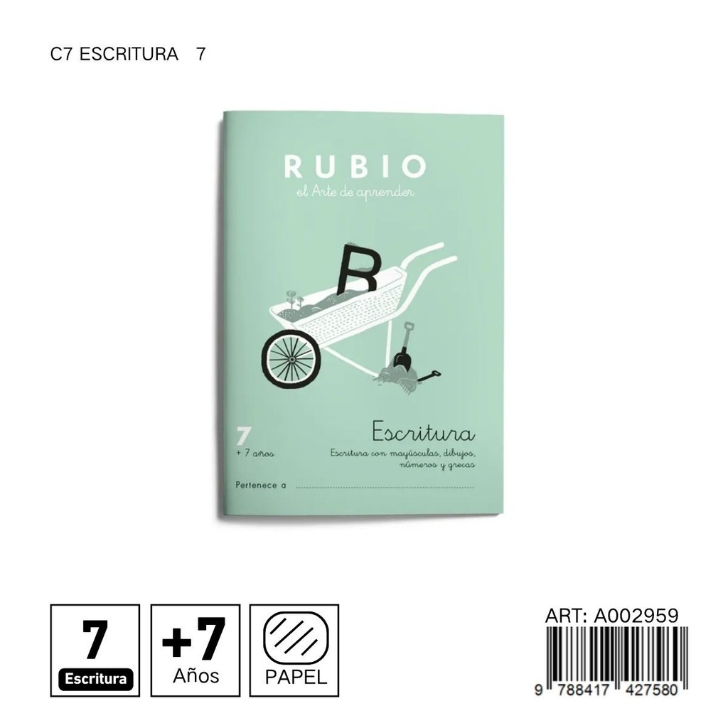 Cuaderno RUBIO escritura 7 C7 - Progreso en la escritura