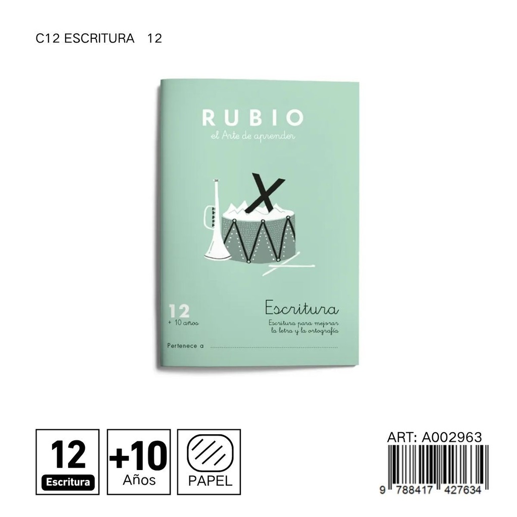 Cuaderno RUBIO escritura 12 C12 - Conciencia de escritura