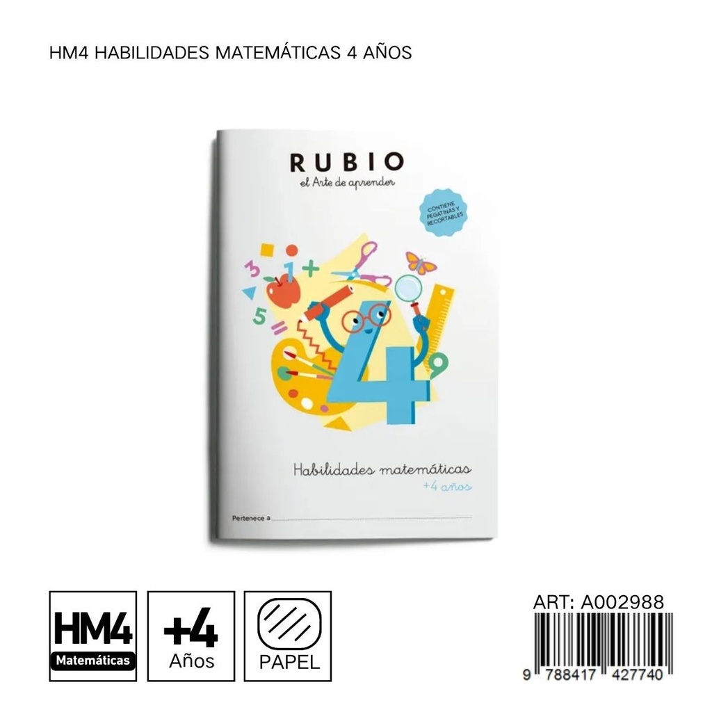 Cuaderno de habilidades matemáticas RUBIO HM4 - 4 años