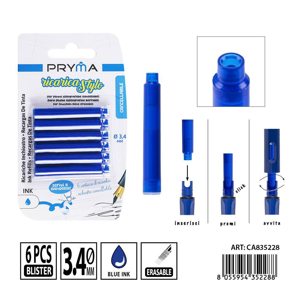 Recambios de tinta borrable azul 6 piezas - Herramientas de escritura y papelería