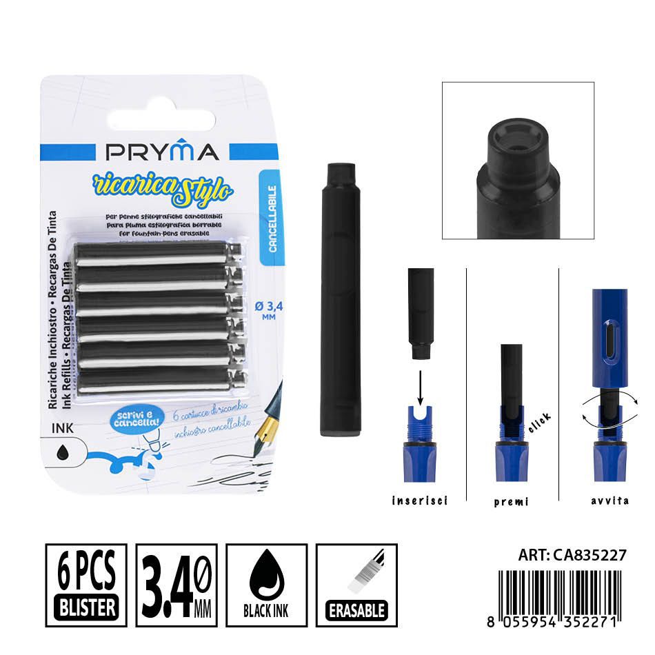 Recambios de tinta borrable negra 6 piezas - Herramientas de escritura y papelería