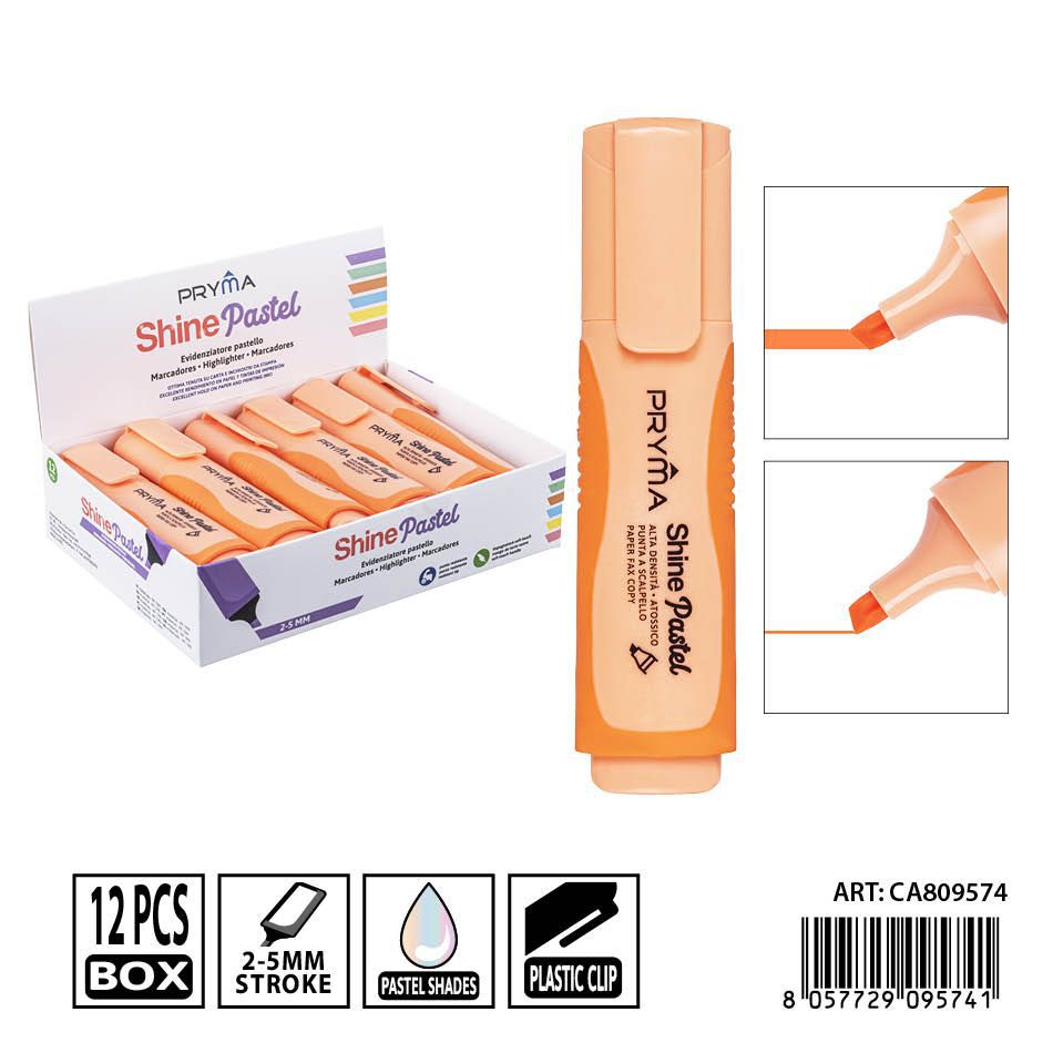 Subrayador naranja pastel 2/5mm PRYMA - Herramienta de escritura clara